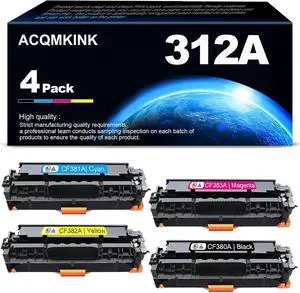 312A CF380A CF381A CF382A CF383A Toner Cartridge 4Pack Replacement   312A Color Pro MFP M476dw M476dn M476nw Printer Ink.(1BK/1C/1M/1Y)