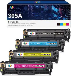 Ennovor 305a Toner Cartridge - Replacement for HP 305A 305X CE410A CE410X for Laserjet Pro 400 M451dn M451nw M451dw MFP M475dn Pro 300 M375nw Printer(Black, Cyan, Magenta, Yellow,4 Pack)