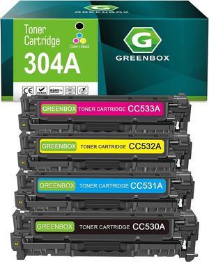 GREENBOX Remanufactured 304A Toner Cartridge Replacement  304A CC530A for CP2025DN CM2320N CM2320NF CM2320FXI MFP MF8580CDW MF8350CDN MF8380CDW MF726CDW LBP7660CDN Printer (4 Pack-KCMY)