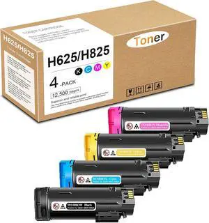 Ennovor H625 H825 S2825 Toner Cartridge Black Cyan Magenta Yellow Replacement for DELL 593-BBOW 593-BBOX 593-BBOY 593-BBOZ H625cdw H825cdw Printer Ink, 4 Pack (1BK/1C/1Y/1M)
