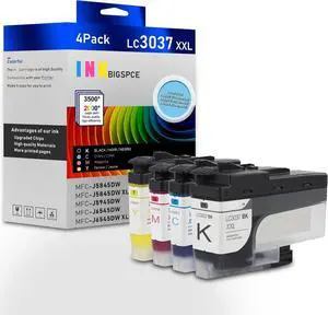 LC3037XXL Ink Cartridge Set(4-Pack, BK/C/M/Y) - Bsce Compatible LC3037XXL High Yield Ink Cartridges Replacement for Brother LC3037 XXL Ink MFC-J5845DW MFC-J5945DW MFC-J6545DW MFC-J6945DW Printer