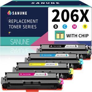 206X (with Chip) High Yield Toner Cartridge 4 Pack Replacement  206A 206 X Toner Cartridges Set  Color Laser Jet Pro MFP M283fdw M283cdw M283fdn M255 M255dw M255nw M282nw Printer