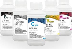 DSV DTF Ink for DTF Heat Transfer Film Printing Direct to Film, Refill for DTF Printers Epson L1800, L800, R2400, XP-15000, P400, P8005 * 250ML CMYKW