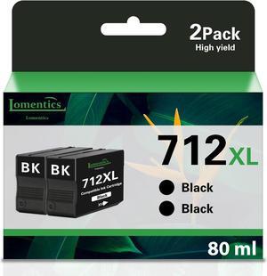 712XL Black Ink Cartridge 80-ml (2-Pack) Replacement   712XL (3ED71A) Ink Work with DesignJet T650 T630 T230 T210 Studio Plotter Printers