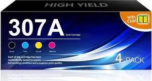 LADE Remanufactured Laserjet Toner Catridge Replacement  307A (Black, Yellow, Magenta and Cyan)