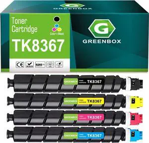 GREENBOX TK-8367 TK8367 Toner TK-8367K TK-8367C TK-8367M TK-8367Y Toner Cartridge Compatible for Kyocera TASKalfa 2554ci Color Multifunction Printer (25K Pages) 4-Color Set for TK8367 Toner Cartridge