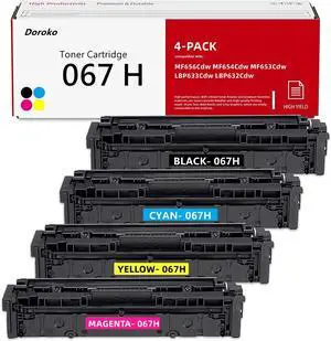 Ennovor 067H 067 Toner Cartridge 4-Pack High Yield MF656Cdw Compatible Replacement for Canon 067H for Canon imageCLASS LBP633Cdw LBP632Cdw MF653Cdw MF654Cdw MF656Cdw Series Printer (CRG-067H-4PK)