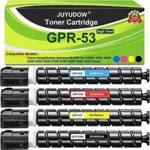 Ennovor Compatible Toner Cartridge Replacement for Canon GPR53 GPR-53 Toner ImageRunner Advance iR-ADV C3325 C3330 C3525 C3530 C3025 Printer, High Yield 36000 Pages (4 Packs, BK, C, Y, M)