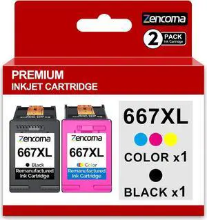 Ennovor 667XL 667 XL 667 Ink Cartridges for HP Printers Ink 667xl Black and Color Ink Cartridge Combo Pack for HP DeskJet 1275 2374 2375 2376 2775 2776 6075 6475 6476 Printers(1 Black,1 Tri-Color)