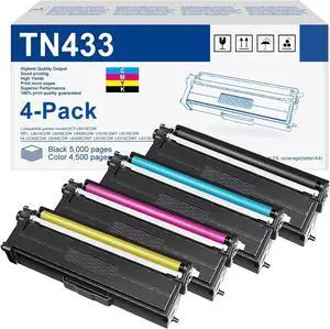 Ennovor TN433 Toner Cartridge Set 4-Pack Replacement for Brother TN433 TN431 TN-431 TN-433 Toner for HL-L8360CDW Toner MFC-L8900CDW Toner HL-L8260CDW MFC-L8610CDW HL-L8360CDWT Printer, TN4334PK