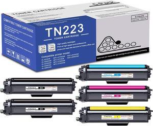 5 Pack TN223 BK/C/M/Y Toner Cartridge High Yield Compatible TN223 Replacement for Brother MFC-L3770CDW L3710CW L3750CDW HL-3210CW 3270CDW 3290CDW DCP-L3510CDW L3550CDW Printer