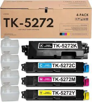 TK-5272K TK-5272C TK-5272M TK-5272Y Toner Cartridge LOV Compatible Replacement for Kyocera TK-5272 ECOSYS P6230cdn M6630cidn M6235cidn M6635cidn (4-Pack Black Cyan Magenta Yellow)