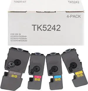 Ennovor TK5242 Toner Compatible for Kyocera TK-5242 TK5242K TK5242C TK5242M TK5242Y (4 Pack, BK/C/M/Y) for Kyocera ECOSYS P5026cdw M5526cdw Toner