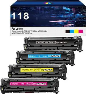 Ennovor 118 Toner Cartridge Replacement for Canon 118 CRG118 CRG 118 for Canon Color Imageclass MF726Cdw MF8350Cdn MF8380Cdw MF8580Cdw MF729cdw Printer(Black Cyan Magenta ,4 Pack)
