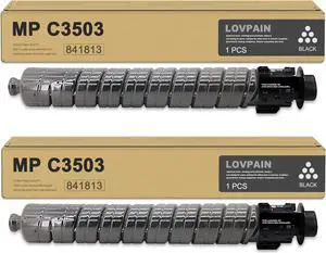 MP C3503 C3003 Black Toner Cartridge (2-Pack) - Lovn Compatible High Yield C3503 841813 Black Toner Cartridge (up to 29,700 Pages) Replacement for Ricoh MP C3003 MP C3503 MP C3004 MP C3504 Printer