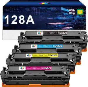 128A Toner Cartridges - Replacement  128A CE320A Works with Pro CM1415 CP1525 CP1525n CP1525nw CM1415fn CM1415fnw Printer(Black,Cyan,Magenta,Yellow)