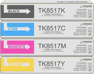 TK-8517 TK8517 Toner Cartridge set (4-Pack, BK/C/M/Y) - Lovn TK-8517K TK-8517C TK-8517M TK-8517Y Toner Cartridge Replacement for Kyocera Copystar CS-5052ci CS-6052ci & TASKalfa 5052ci 6052ci Printer