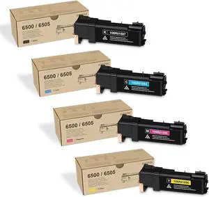 Ennovor Phaser 6500 WorkCentre 6505 High Capacity Toner Cartridges (4Pack, BK/C/M/Y) - Compatible 106R01597 106R01594 106R01595 106R01596 Toner Cartridge Replacement for Xerox 6500 6500n 6505 Printer