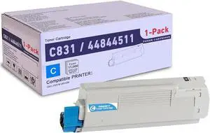 Ennovor 1 Pack Cyan 44844511 Compatible C831 Toner Cartridge, Replacement for OKI C831 (44844511) - Compatible with: C831 C831N C831DN Printer | Up to 11,000 Pages 1 Each