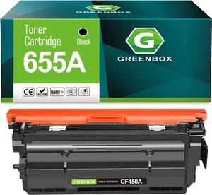 GREENBOX Compatible 655A High Yield Toner Cartridge Replacement  655A CF450A  Color Enterprise M652n M652 M653dh M653x M653 MFP M681dh M681f M681 M682z Printer (12,500 Pages, 1 Black)