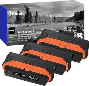 Ennovor MLT-D103S Black Toner Cartridge Replacement for Samsung 103S MLT-D103S MLTD103S for ML-2951ND ML-2951D ML-2950ND ML-2955ND ML-2955DW SCX-4728FD SCX-4729FW SCX-4729FD Printer, 3 Pack