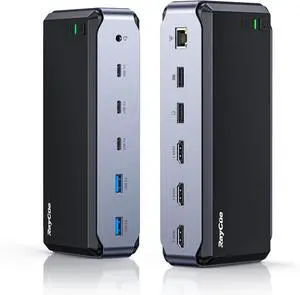 USB C Docking Station Dual Monitor for MacBook Pro/Air, 13-in-1 Triple 4K Display Laptop USB-C Hub, Type C Dock with 3 * 4K HDMI, PD3.0, 7 USB, RJ45, 3.5mm Audio