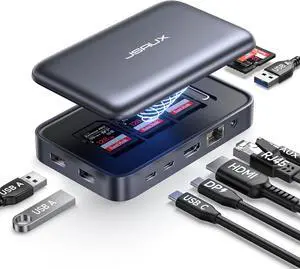 JSAUX Laptop USB C Docking Station, 10 in 1 USB C Magnetic Hub with 4K@60hz HDMI, 100W PD, USB A&C 3.0, 1000Mbps Ethernet, SD/TF, for HP/MacBook/Dell/Lenovo etc