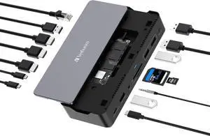 Verbatim USB-C Pro Docking Station 15-in-1 - SSD Enclosure, Black, 32173