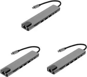 3pcs Type-c USB Hub for Laptop Supports Output Pd Charging Compact Design for Office and Home Use Compatible