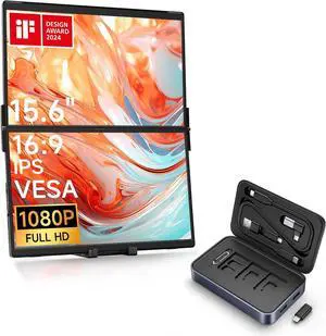 JSAUX FlipGo Lite 15.6'' Portable Monitor with 10 in 1 USB Laptop Magnetic Docking Station