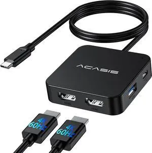 ACASIS USB C Hub Dual HDMI 4K 60Hz, USB C to Dual HDMI Adapter with 100W PD Charging, 5Gbps Data Transfer, USB C Docking Station Dual Monitor Adapter for  XPS/MacBook/Surface/iPhone 15/Lenovo
