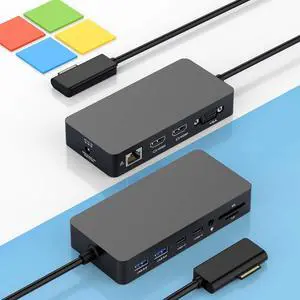 New Microsoft Surface Dock Triple Displays Dual HDMI+VGA with Power Adapter,12 in 1 Surface Docking Station for Microsoft Surface Pro 11/10/9/8/X/7/6/5/4/3,Surface Laptop 7/6/5/4/3/2/1,Surface Book Go