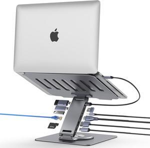 Laptop Docking Station Stand 11-IN-1 Triple Display HDMI DP 4K60Hz Gigabit Ethernet USB3.1 PD100W SD/TF Card Reader Audio 360°Swivel Laptop Stand with USB Hub for MacBookPro/Air//HP/Surface/