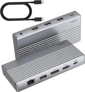 Dual Monitor Docking Station 4K@60Hz, USB C Laptop Docking Station with HDMI 4K, DP(4K@144Hz), 87W PD, Ethernet, 4USB/SD/TF Card for MacBook/Dell/Lenovo Laptops