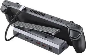 M.2 Steam Deck Dock, Steam Deck Docking Station (7 in 1) with HDMI/DP 4K@60Hz, Gigabit Ethernet, 10Gbps USB 3.2, 100W USB C PD Charging, USB 2.0, Compatible with Valave Steam Deck & ROG Alloy