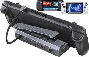 M.2 Steam Deck Dock, Steam Deck Stand(6-in-1) with HDMI 2.0 4K@60Hz, Gigabit Ethernet 1000Mbps, 10Gbps USBA 3.2, 100W USB C PD Charging, USB 2.0, 10Gbps Docking Station for Valave Steam Deck/ROG Alloy