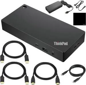 ThinkPad Docking Station 40AY0090US USB-C Dock (40AY) + UltraHD HDMI Cable + 2 Displayport Cables + Connectivity Bundle, Type-C Gen2 4K Dock ThinkPad Docking Station 40AY0090US USB-C Dock (40AY) + UltraHD HDMI Cable + 2 Displayport Cables + Connectivity Bundle, Type-C Gen2 4K Dock