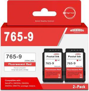 2-Pack 765-9 Ink Cartridge Moxbog Replacement for Pitney Bowes 765-9 Red Ink Cartridge forDM300c DM400c DM450c and SendPro C and SendPro+, Red Ink, 45 ml