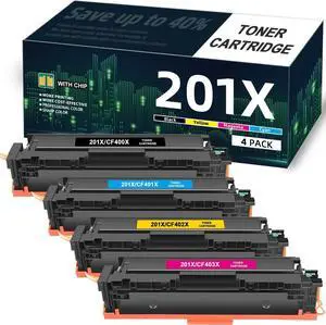 M277dw 201X Toner Cartridges 4 Pack High Yield Replacement for HP 201X 201A CF400X CF401X CF402X CF403X for Color Laser Jet Pro MFP M277dw M252dw M277 M252 M277n M252n Black/Cyan/Magenta/Yellow
