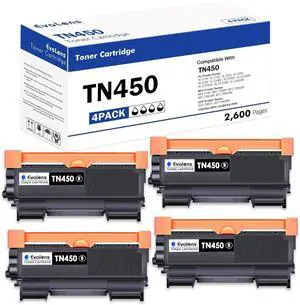 Ennovor TN450 Toner Cartridge Compatible TN-450 TN 450 TN-420 TN 420 Toner Replacement for Brother HL-L2325DW MFC-L2690DW DCP-L2550DW Printer (Black, 4-Pack)