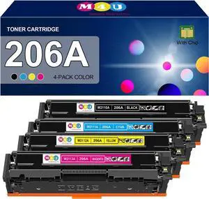 Ennovor 206A Toner Cartridge(with Chip) 4 Pack Compatible with 206A Toner Cartridges for Color Pro MFP M283fdw M283cdw, Color Pro M255dw, MFP M283 M255 Series(Cyan Magenta Yellow Black)