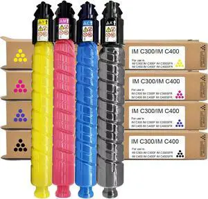 IMC300 IMC400 IM C300 IM C400 Toner Cartridge 842378 842379 842380 842381 Compatible with Lanier Savin IM C300 IM C300F IM C300SFR IM C400 IM C400F IM C400SFR Printers(Black Cyan Magenta Yellow)