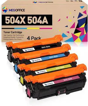 Ennovor Compatible Toner Cartridge Replacement for HP 504X 504A CE250X CE251A CE252A CE253A for Laserjet CP3525 CP3525dn CP3525n CP3525x CP3530 CM3530 CM3530fs (4-Pack, Black Cyan Magenta Yellow)