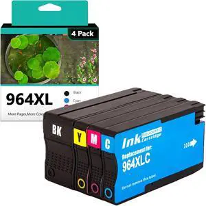 Ennovor 964XL Ink Cartridges Compatible for HP 964 XL 964XL Ink Cartridge for HP OfficeJet Pro 9010 9015 9019 9020 9025 Printers Combo Pack(BK C M Y)