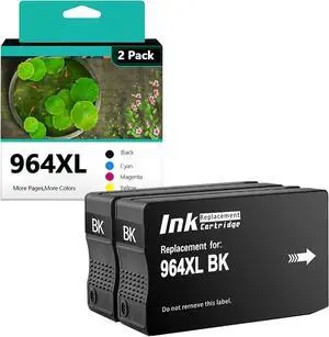964XL Ink Cartridges Compatible for HP 964 XL 964XL Ink Cartridge for HP OfficeJet Pro 9010 9015 9019 9020 9025 Printers 2 Black