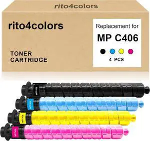 Ennovor Compatible MPC406 Toner Cartridge Replacement for MP C307 MP C306 MP C406 MP C407 842091 842092 842093 842094 (Black, Cyan, Magenta, Yellow, 4Pack)