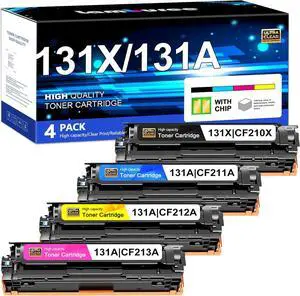 Ennovor 131X Toner Cartridges 4 Pack High Yield Replacement for HP 131A 131X Toner Cartridges for Laserj Pro 200 Color M251nw MFP M276nw M251n M276n Printer Ink | CF210X CF211A CF212A CF213A
