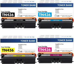 Ennovor TN-436 TN436 Toner Cartridge Set Compatible Replacement for Brother TN436 TN 436 TN-436 TN436BK for Brother MFC-L8900CDW HLL8360Cdw HLL8360Cdwt MFCLL9570 HLL9310Cdw Printer Ink (BCYM, 4 Pack)