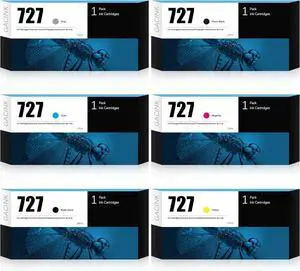 727 Ink Cartridges 6Pack (300ml Matte Black/130ml Photo Black/Gray/Cyan/Magenta/Yellow) Upgrade Replacement, Compatible with HP DesignJet T2530 T1530 T920 T930 T1500 T2500 727 Ink Cartridges 6Pack (300ml Matte Black/130ml Photo Black/Gray/Cyan/Magenta/Yellow) Upgrade Replacement, Compatible with HP DesignJet T2530 T1530 T920 T930 T1500 T2500