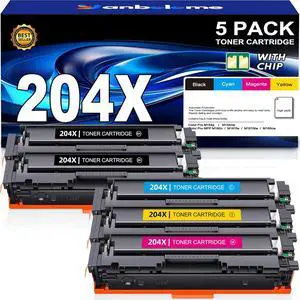 Ennovor 204X Toner Cartridge 5-Pack Replacement for HP 204X 204A Toner for HP Color Laser Jet Pro MFP M180nw M180n M154nw M154a MFP M181fw Printer CF510X CF511X CF512X CF513X Black Cyan Yellow Magenta